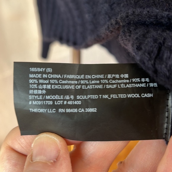 Theory blue felted mock neck wool blend Navy Cashmere blend - Picture 7 of 12
